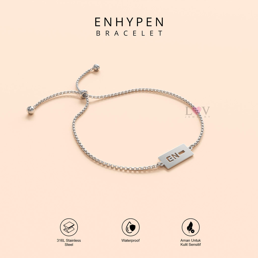 Gelang Enhypen Custom Logo Signature Tanda Tangan Kpop Aksesoris Bias Engene Serut Stainless Silver | Enhypen Bracelet