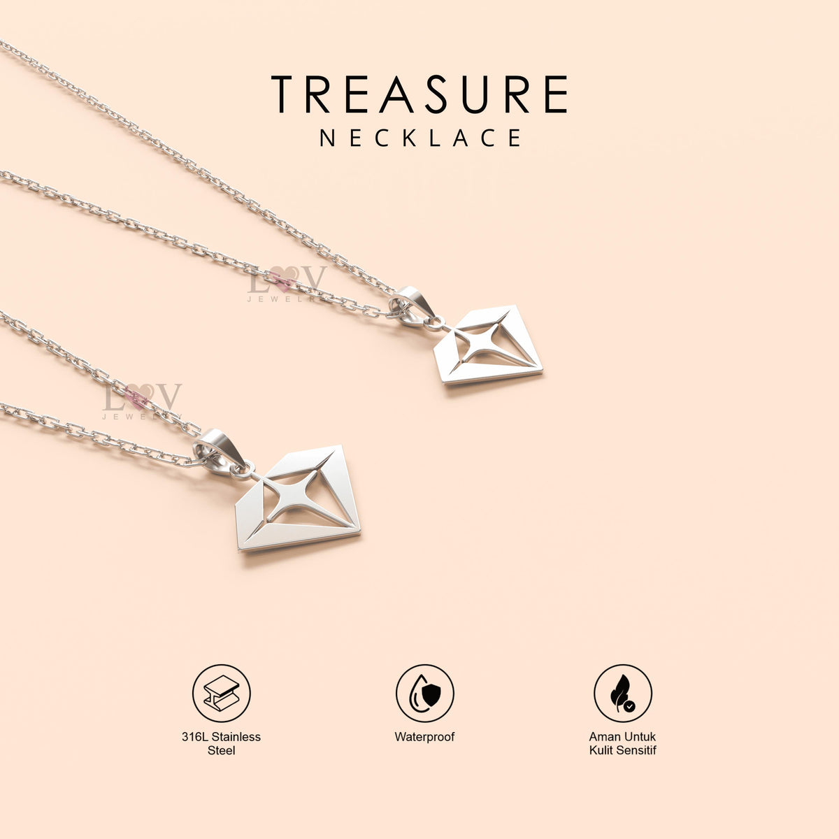 Kalung TREASURE Teume Kpop Aksesoris Fandom Stylish Bias Idol Bahan Anti karat - TREASURE Necklace