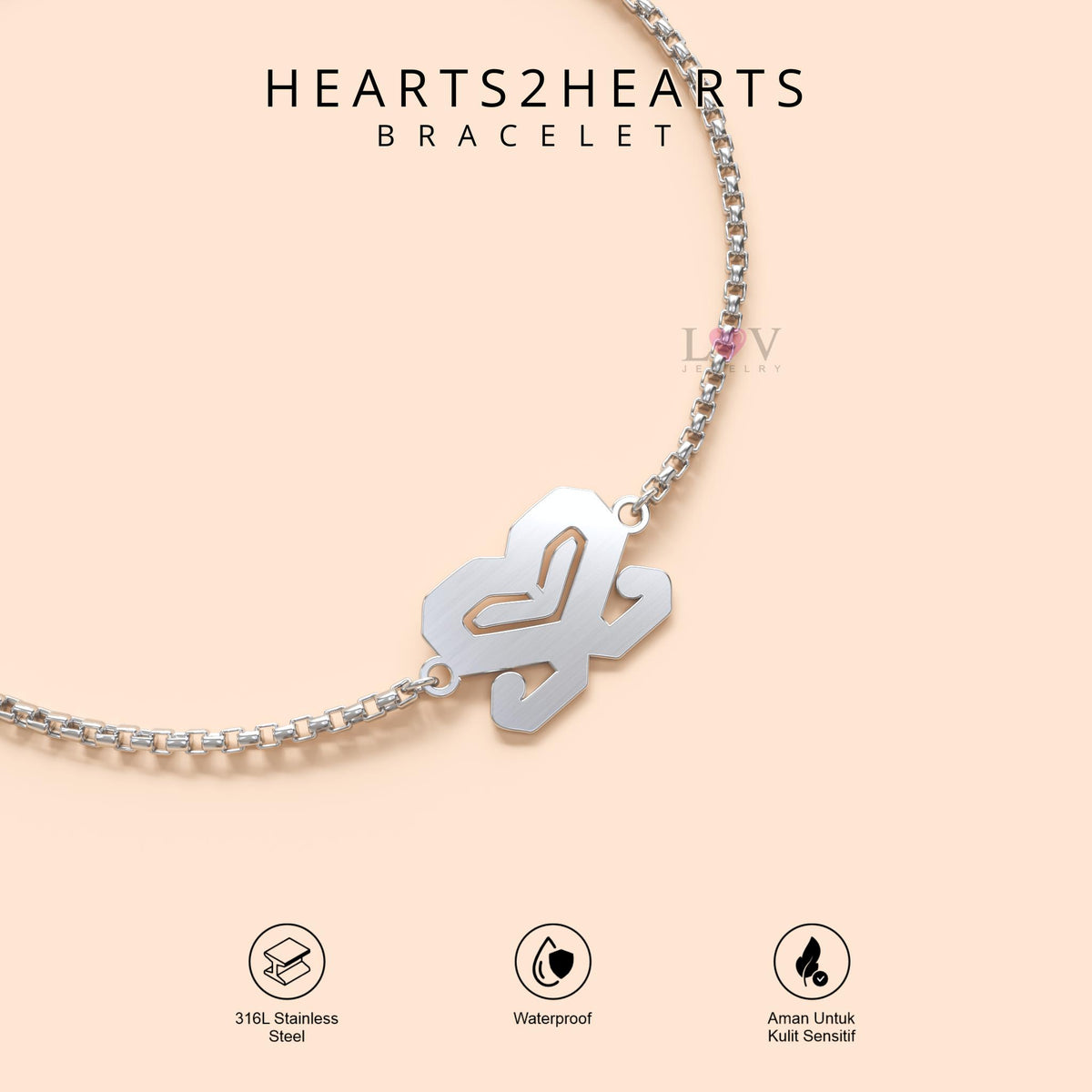 Gelang Hearts2Hearts Hachu Cantik Serut Logo Kpop Korea Anti Karat Adjustable - Hearts2Hearts Bracelet