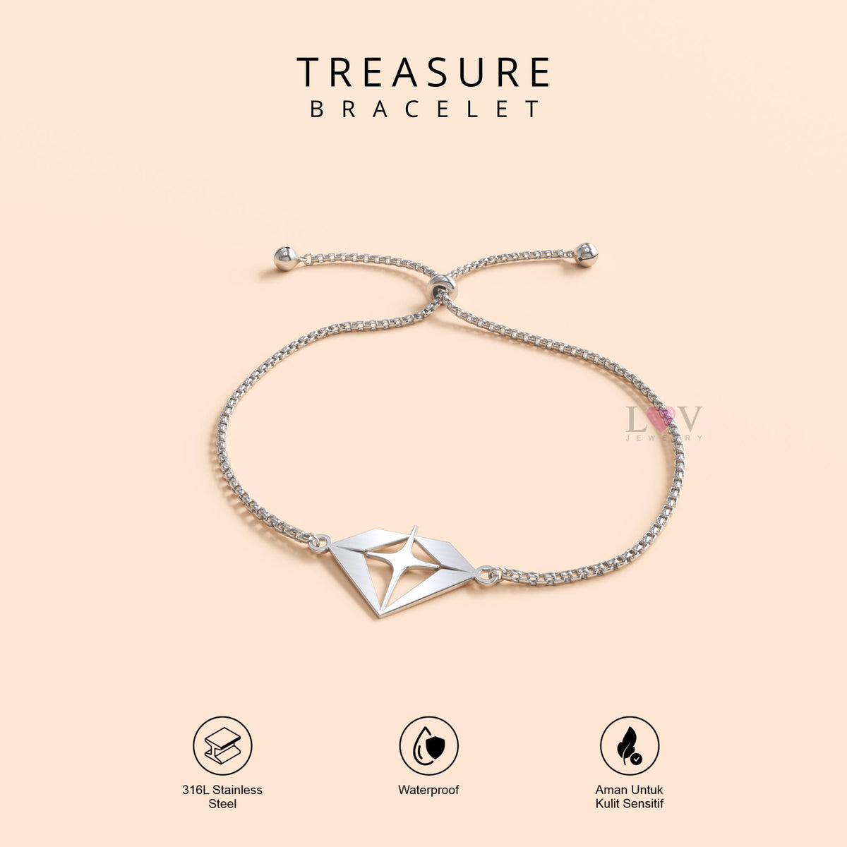 Gelang Treasure Teume Aesthetic Anti Karat Aksesoris Kpop Korea Style Serut Adjustable - Treasure Bracelet