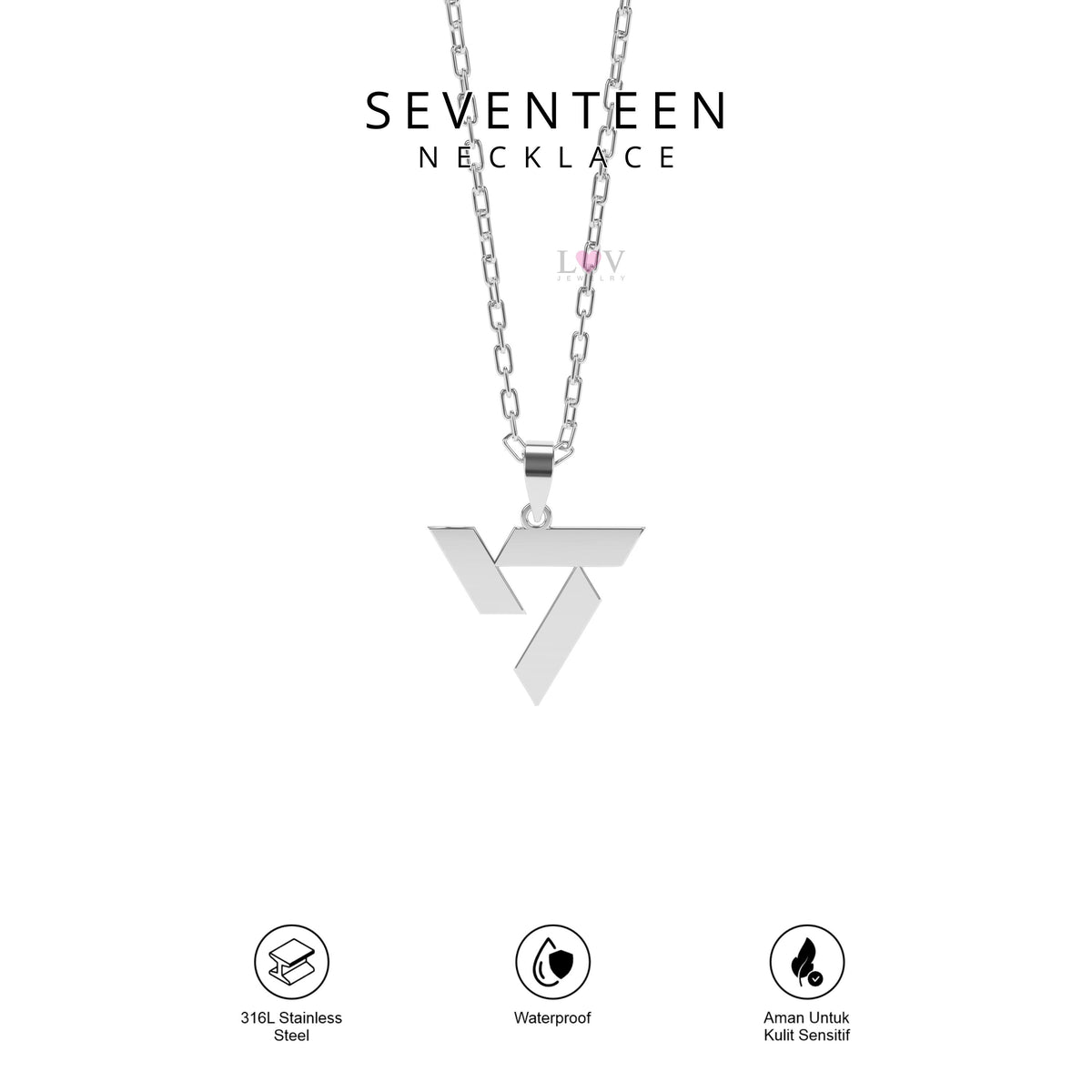 Kalung Logo Seventeen Kpop Carat Stainless Steel Anti Karat Aksesoris Kpopers - Seventeen Necklace