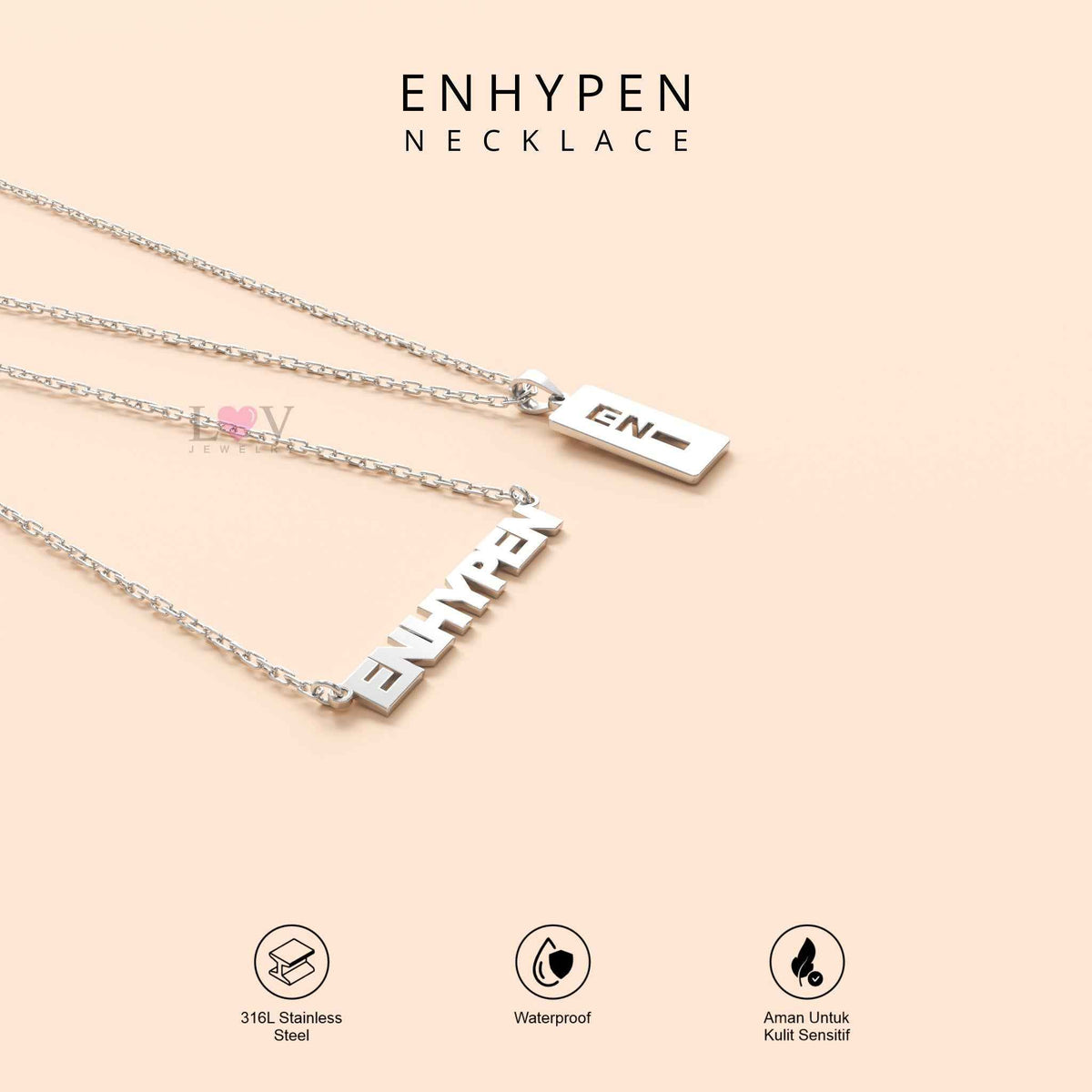 Kalung Enhypen Logo Kpop EN Aksesori Engene Gift Lucu Bias Kpop Vibes Trendy Stainless 316L Anti Karat - Enhypen Necklace