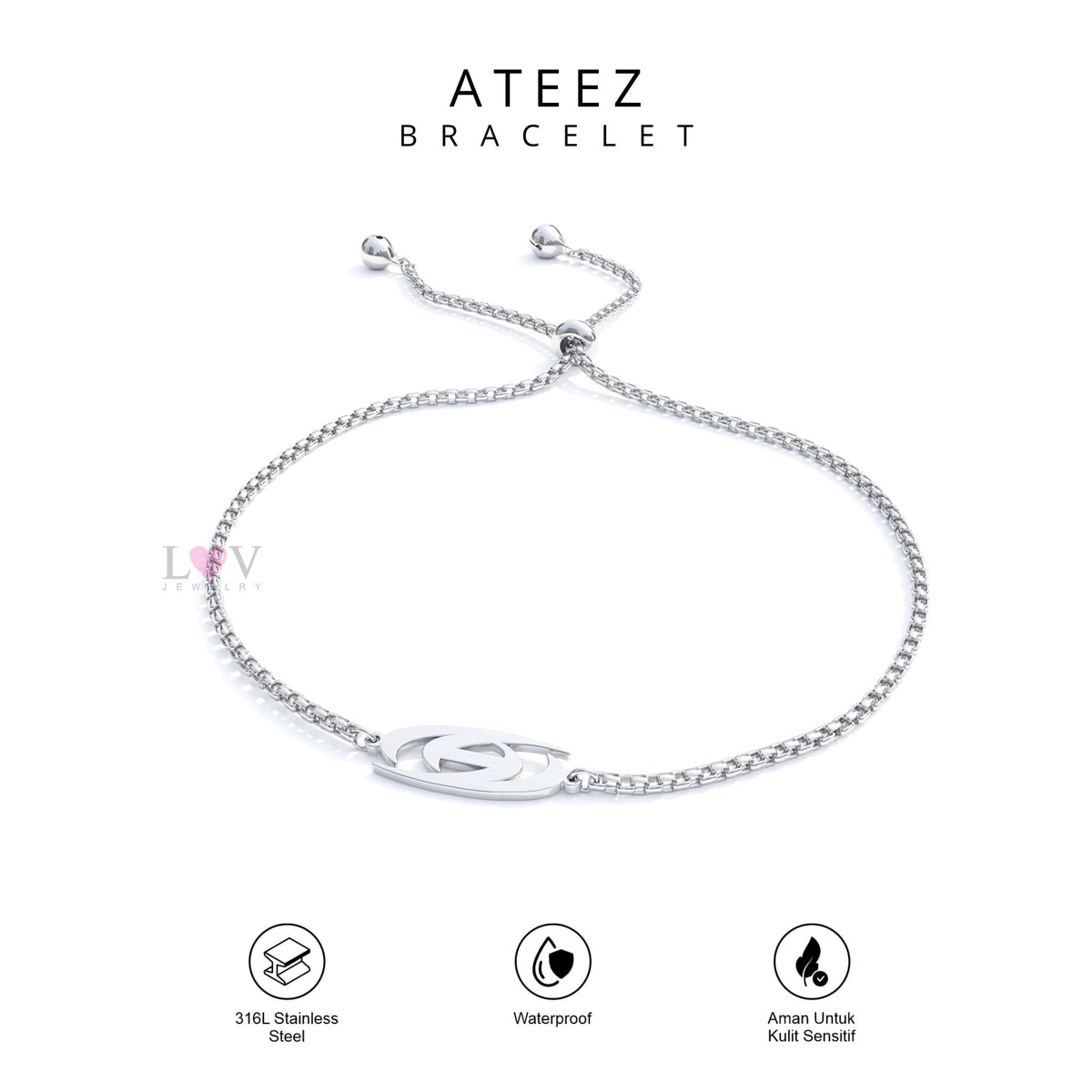 Gelang ATEEZ ATINY Edition Kpop Inspired Bracelet Aksesoris Stainless Steel Anti Karat Korean Style Unisex - Ateez Bracelet