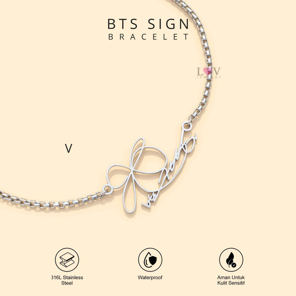 Gelang Tanda Tangan BTS ARMY Bracelet Sign Kado Kpop Korea Bias Jungkook V Jimin - BTS Sign Bracelet