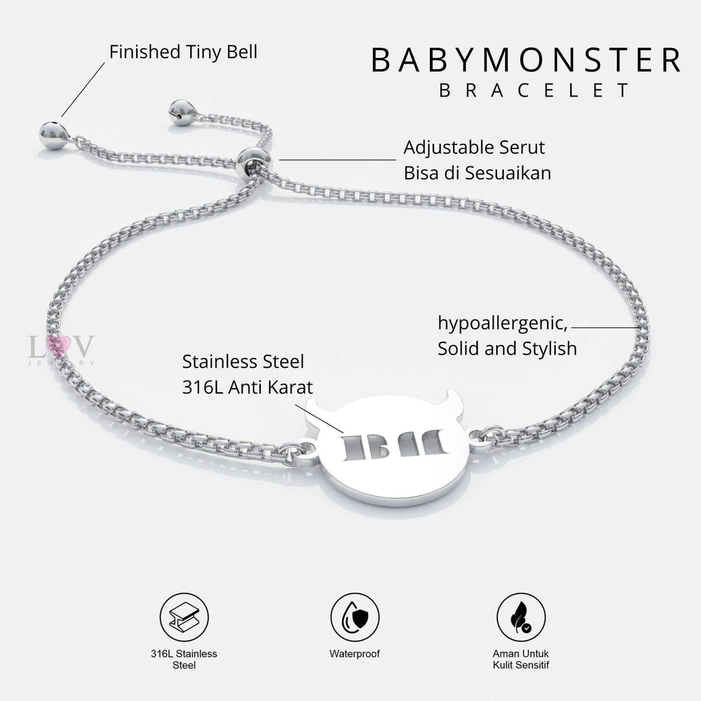 Gelang Baemon Monstiez Serut Bracelet Kpop Stainless Steel Anti Karat - Babymonster Bracelet