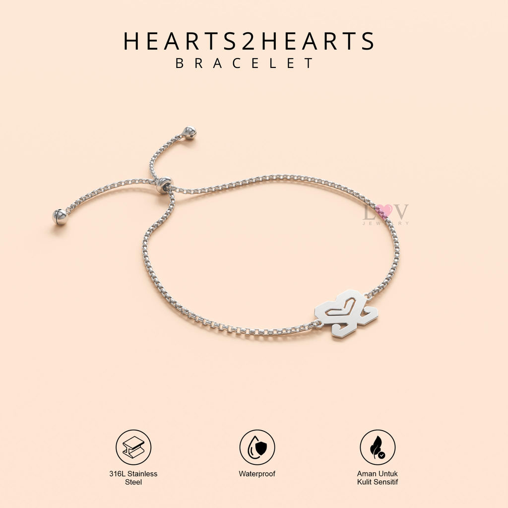 Gelang Hearts2Hearts Hachu Cantik Serut Logo Kpop Korea Anti Karat Adjustable - Hearts2Hearts Bracelet