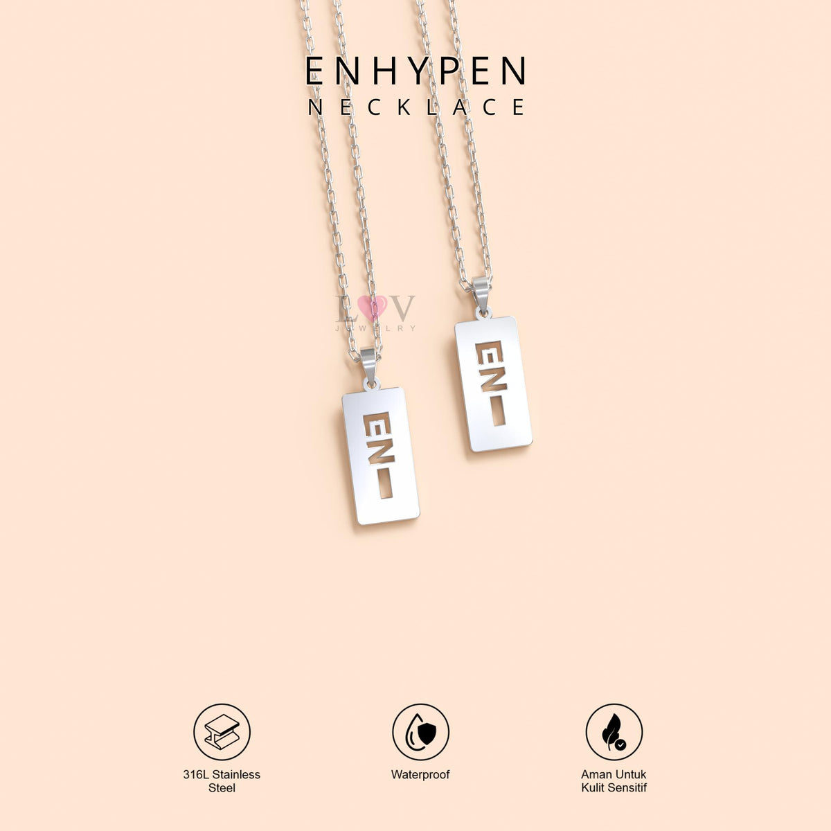 Kalung Enhypen Logo Kpop EN Aksesori Engene Gift Lucu Bias Kpop Vibes Trendy Stainless 316L Anti Karat - Enhypen Necklace