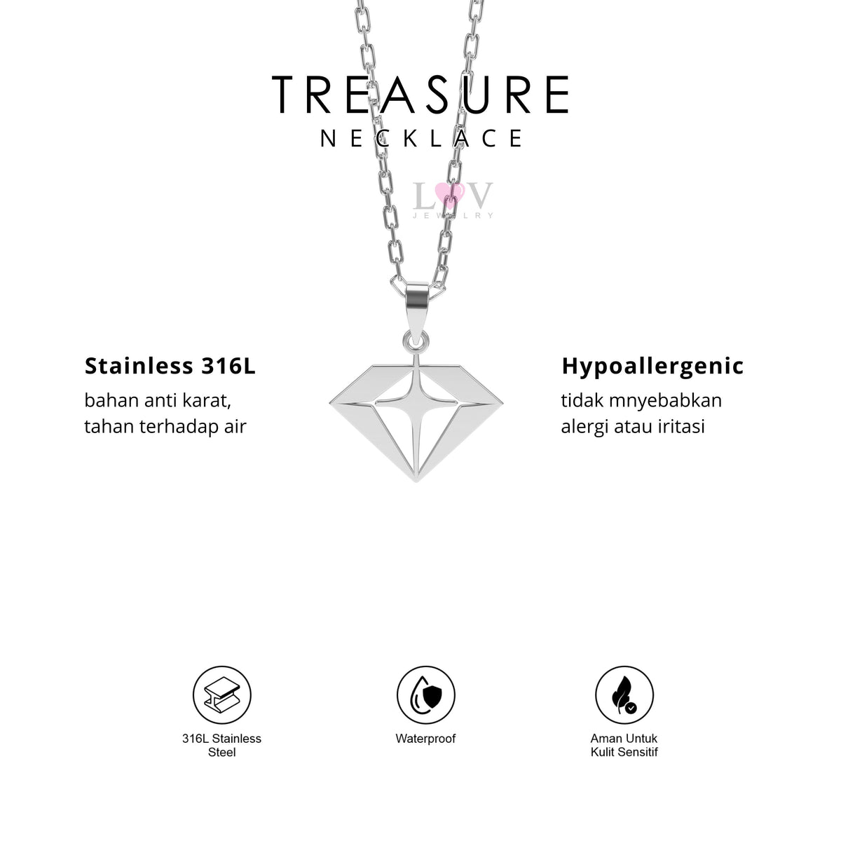 Kalung TREASURE Teume Kpop Aksesoris Fandom Stylish Bias Idol Bahan Anti karat - TREASURE Necklace