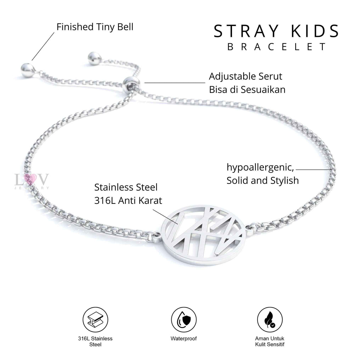 Gelang Stray Kids STAY Back Door Bracelet Kpop Stainless Anti Karat Aksesoris Unisex - Stray Kids Bracelet