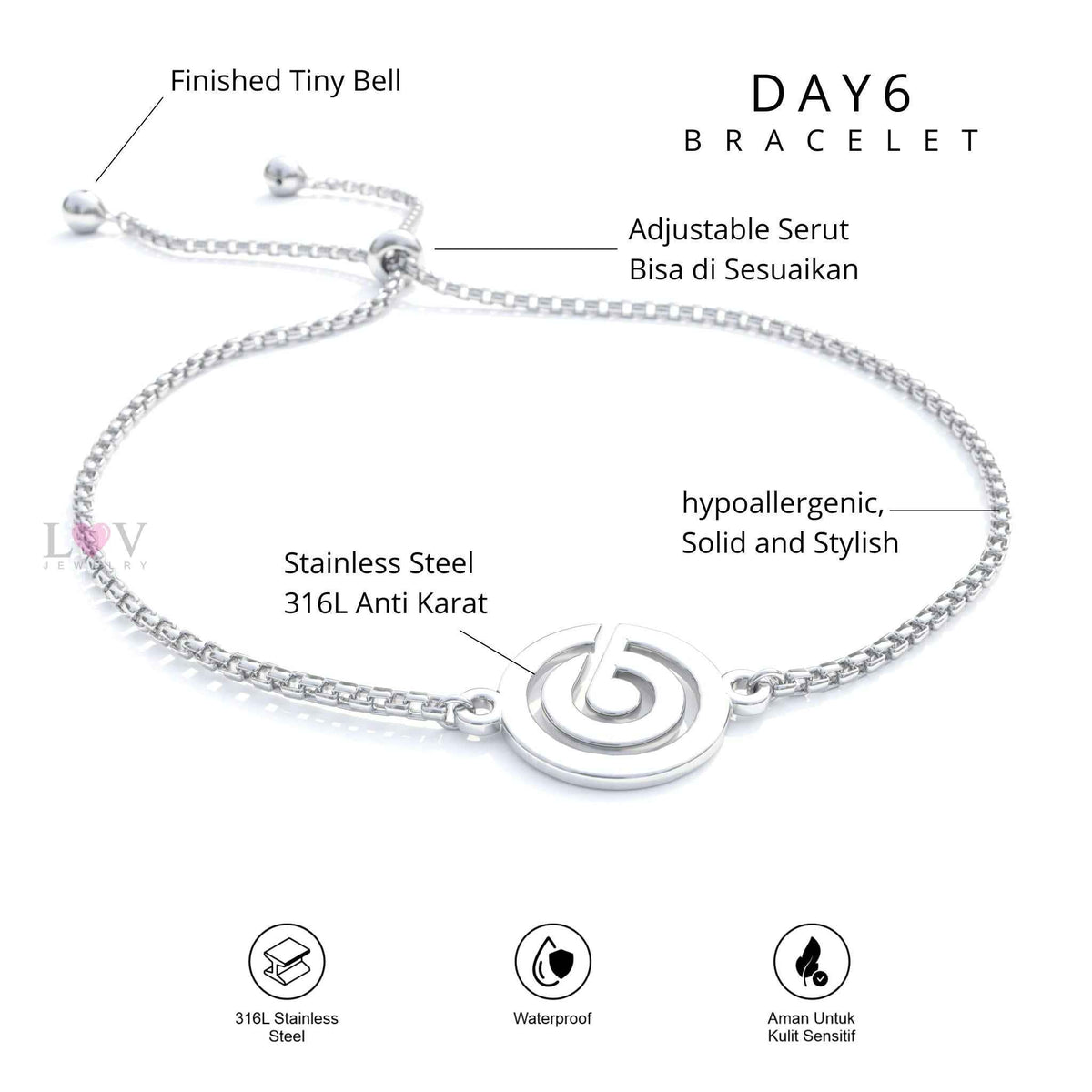 Gelang Day6 My Day Bracelet Stainless Steel Anti Karat Aksesoris Korean Inspired Kpop The Decade Anniversary - Day6 Bracelet