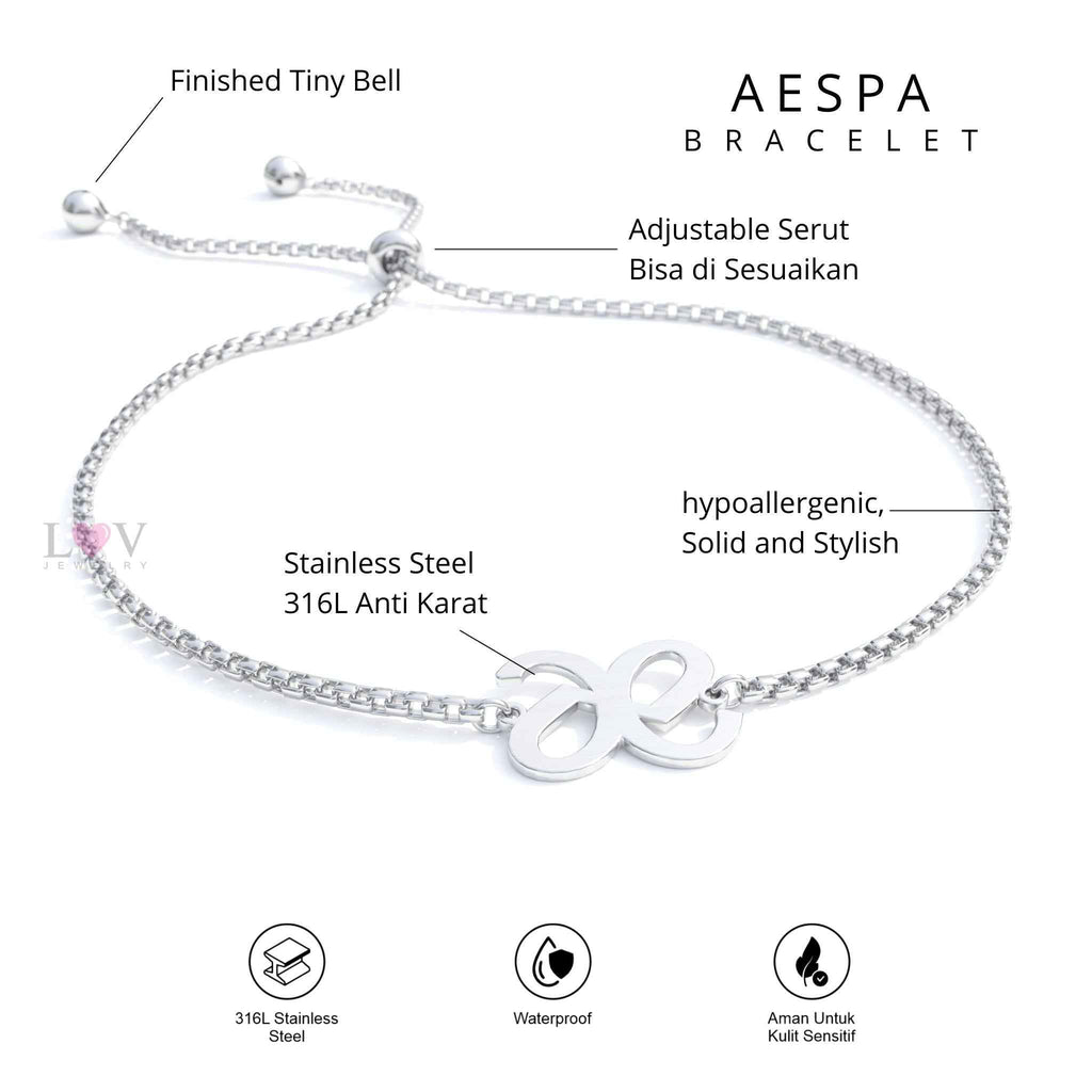 Gelang Aespa MY Bracelet Kpop Stainless Steel Anti Karat Korean Inspired Aksesoris Kpopers Karina Winter Giselle Ningning - Aespa Bracelet
