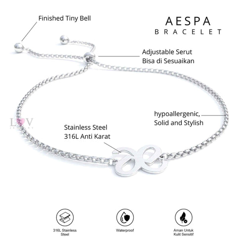 Gelang Aespa MY Bracelet Kpop Stainless Steel Anti Karat Korean Inspired Aksesoris Kpopers Karina Winter Giselle Ningning - Aespa Bracelet