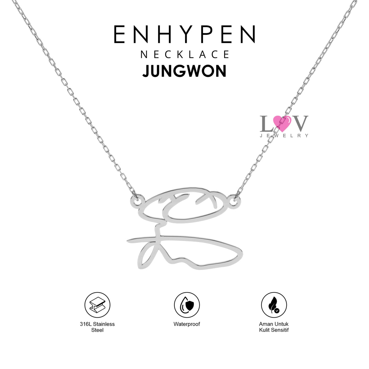 Kalung Enhypen Handwriting Signature Aksesoris Gift Engene Heeseung Jay Jake Sunghoon Sunoo Jungwon Niki - Enhypen Necklace