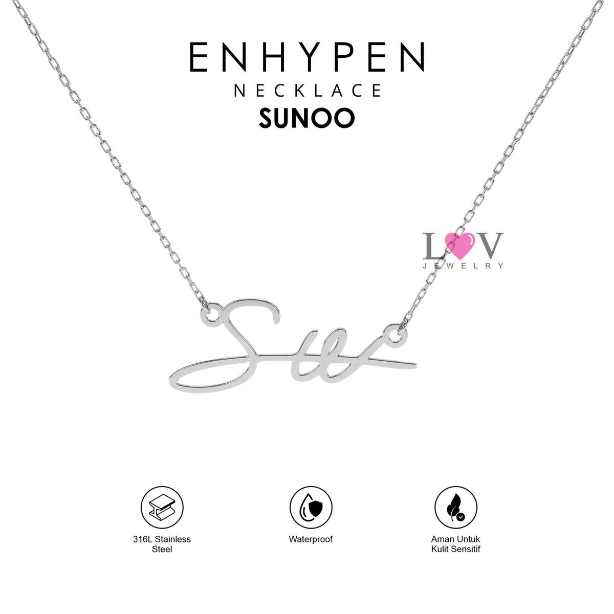 Kalung Enhypen Handwriting Signature Aksesoris Gift Engene Heeseung Jay Jake Sunghoon Sunoo Jungwon Niki - Enhypen Necklace