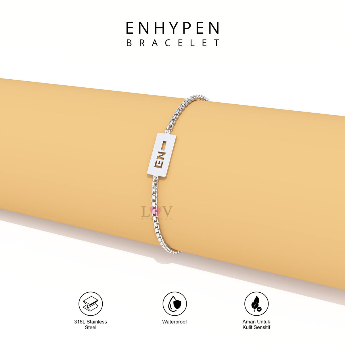 Gelang Enhypen Custom Logo Signature Tanda Tangan Kpop Aksesoris Bias Engene Serut Stainless Silver | Enhypen Bracelet