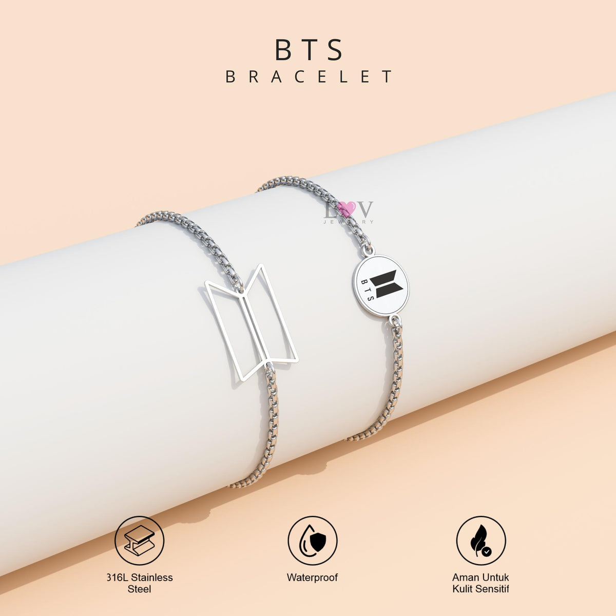 Gelang BTS Borahae ARMY OT7 Adjustable Aksesoris Kado Bias Kpop Korea Bangtan - BTS Bracelet