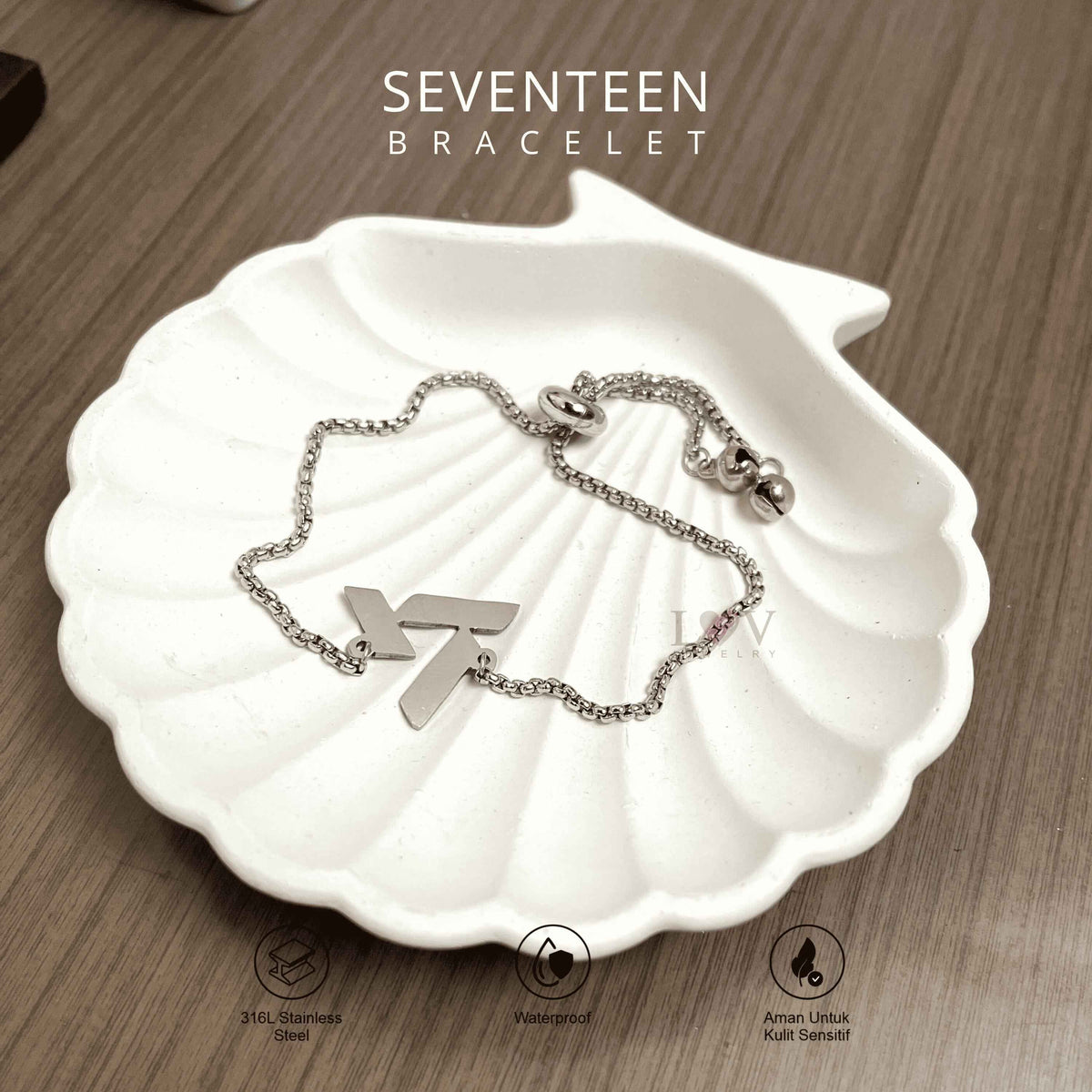 Gelang Seventeen Serut Stainless 316 Custom Logo Kpop Aksesoris Bias Carat | Seventeen Bracelet