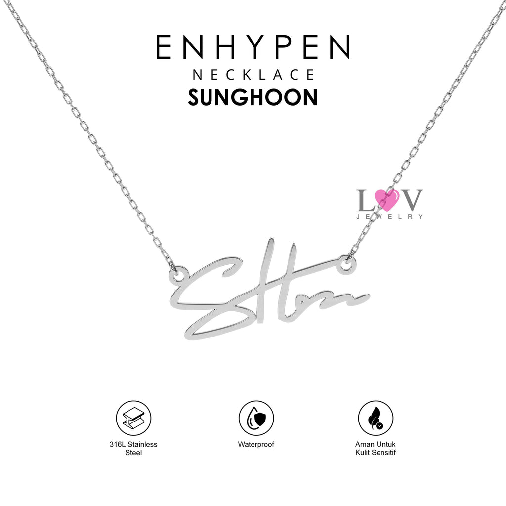 Kalung Enhypen Handwriting Signature Aksesoris Gift Engene Heeseung Jay Jake Sunghoon Sunoo Jungwon Niki - Enhypen Necklace
