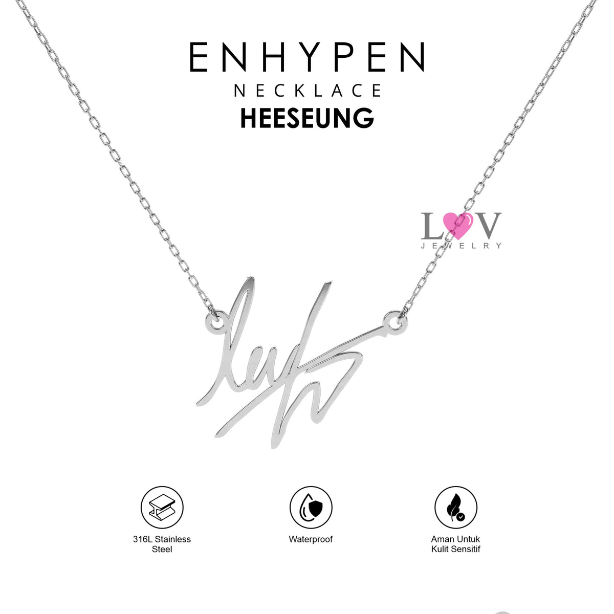 Kalung Enhypen Handwriting Signature Aksesoris Gift Engene Heeseung Jay Jake Sunghoon Sunoo Jungwon Niki - Enhypen Necklace