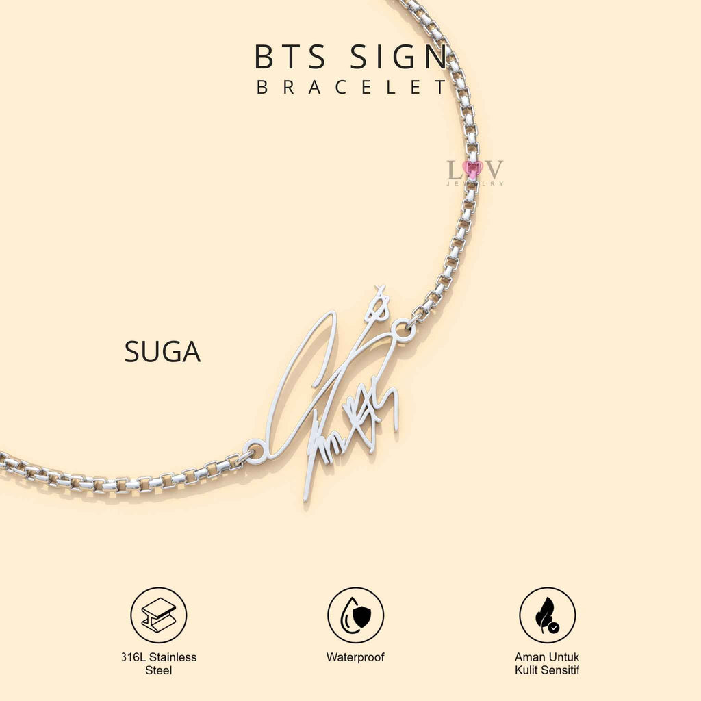 Gelang Tanda Tangan BTS ARMY Bracelet Sign Kado Kpop Korea Bias Jungkook V Jimin - BTS Sign Bracelet