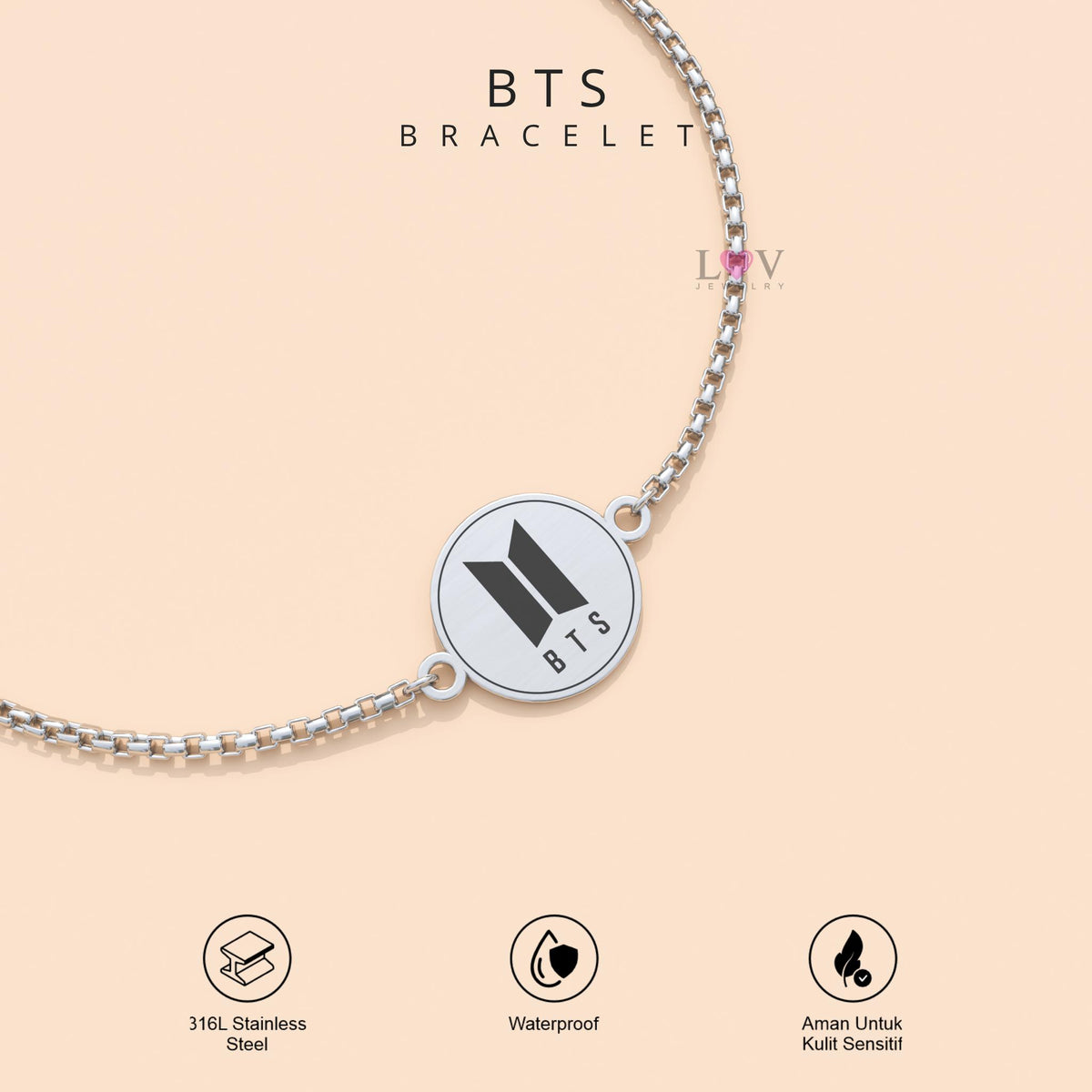 Gelang BTS Borahae ARMY OT7 Adjustable Aksesoris Kado Bias Kpop Korea Bangtan - BTS Bracelet