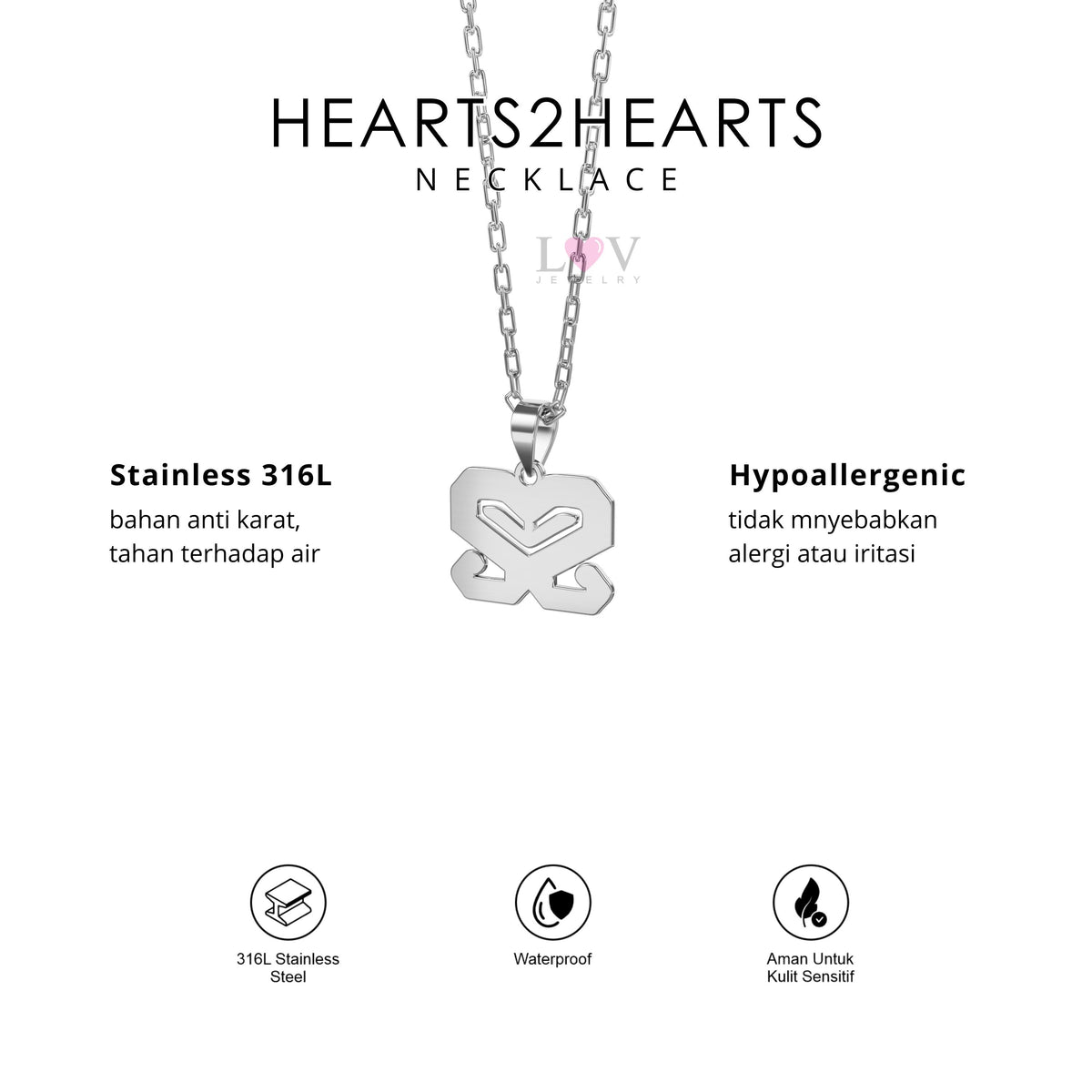 Kalung Hearts2Hearts Hachu Aksesoris Fandom Kpop Stainless Anti Karat - Hearts2Hearts Necklace