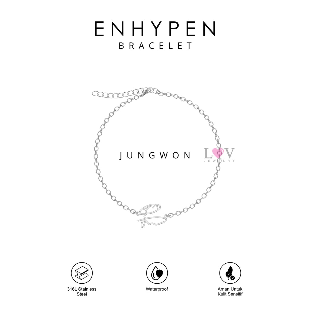 Gelang Tanda Tangan Enhypen Handwriting Signature Aksesoris Gift Engene Heeseung Jay Jake Sunghoon Sunoo Jungwon Niki - Enhypen Bracelet