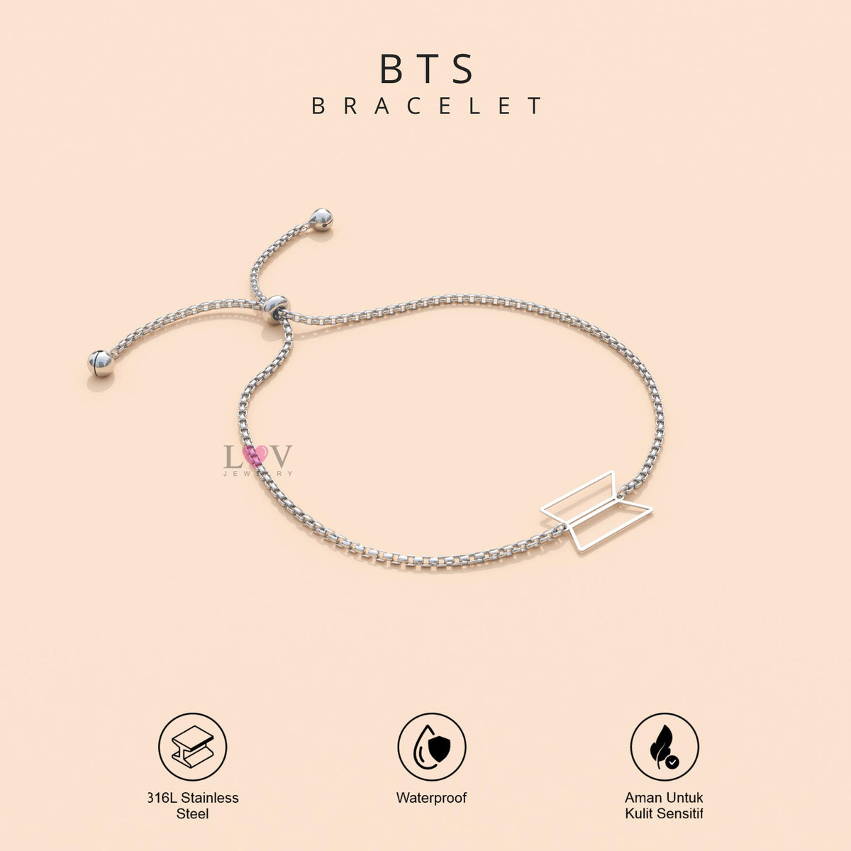 Gelang BTS Borahae ARMY OT7 Adjustable Aksesoris Kado Bias Kpop Korea Bangtan - BTS Bracelet