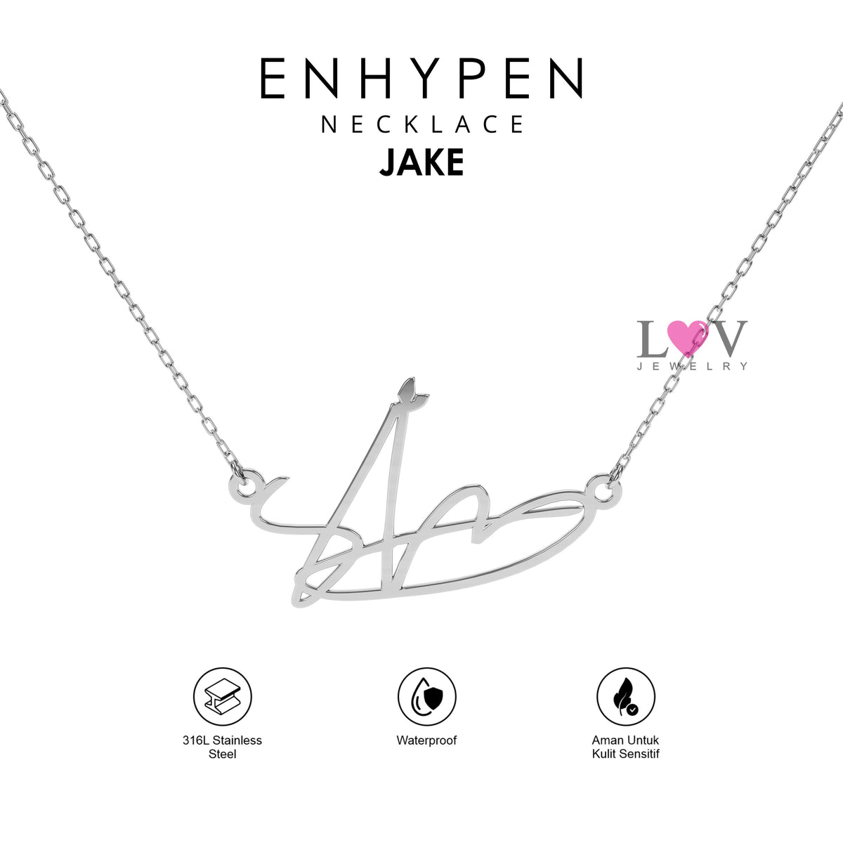 Kalung Enhypen Handwriting Signature Aksesoris Gift Engene Heeseung Jay Jake Sunghoon Sunoo Jungwon Niki - Enhypen Necklace