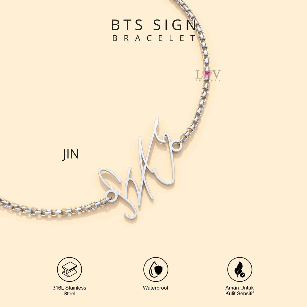 Gelang Tanda Tangan BTS ARMY Bracelet Sign Kado Kpop Korea Bias Jungkook V Jimin - BTS Sign Bracelet