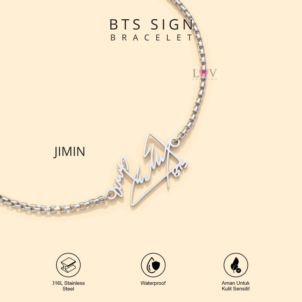 Gelang Tanda Tangan BTS ARMY Bracelet Sign Kado Kpop Korea Bias Jungkook V Jimin - BTS Sign Bracelet