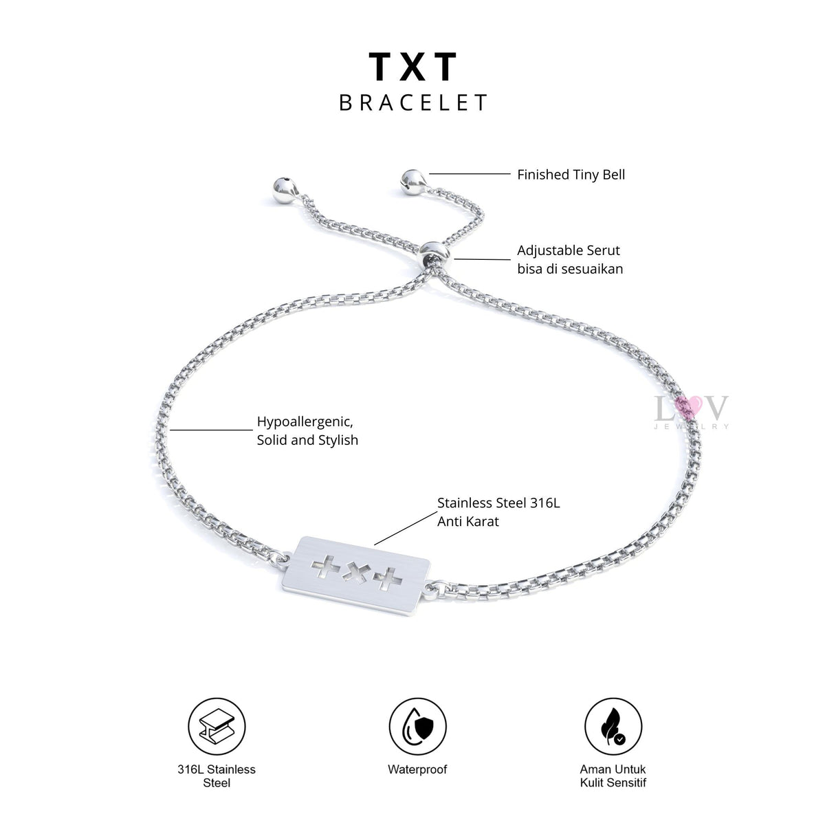 Gelang TXT We Are Tomorrow By Together Kpop MOA Moment of Alwaysness Stainless Anti Karat - TXT Bracelet