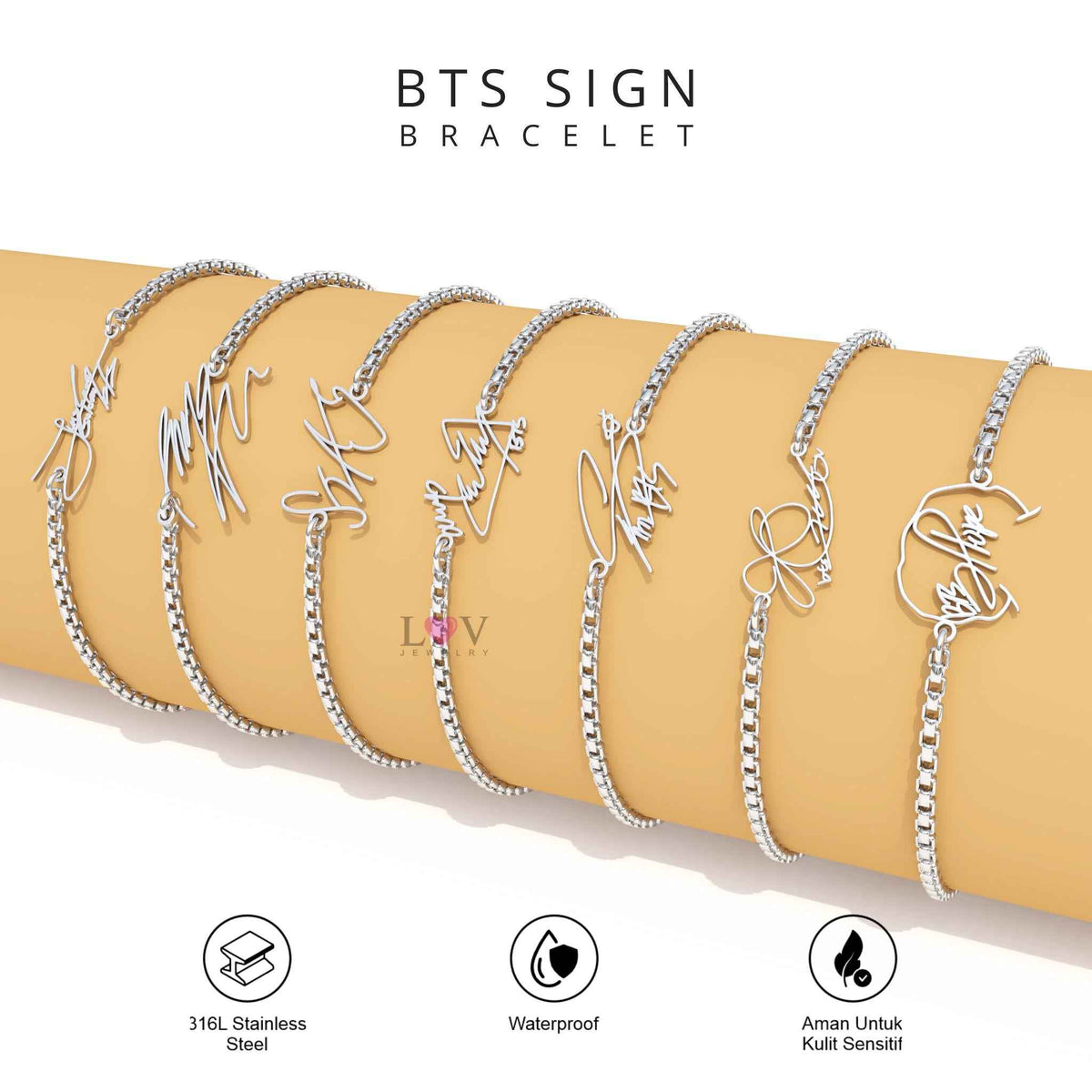Gelang Tanda Tangan BTS ARMY Bracelet Sign Kado Kpop Korea Bias Jungkook V Jimin - BTS Sign Bracelet