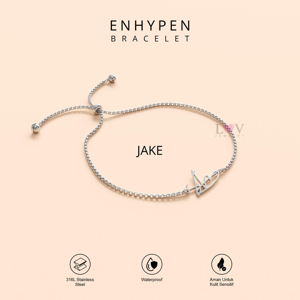 Gelang Enhypen Custom Logo Signature Tanda Tangan Kpop Aksesoris Bias Engene Serut Stainless Silver | Enhypen Bracelet