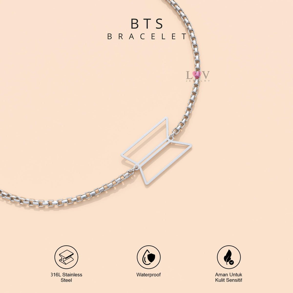 Gelang BTS Borahae ARMY OT7 Adjustable Aksesoris Kado Bias Kpop Korea Bangtan - BTS Bracelet