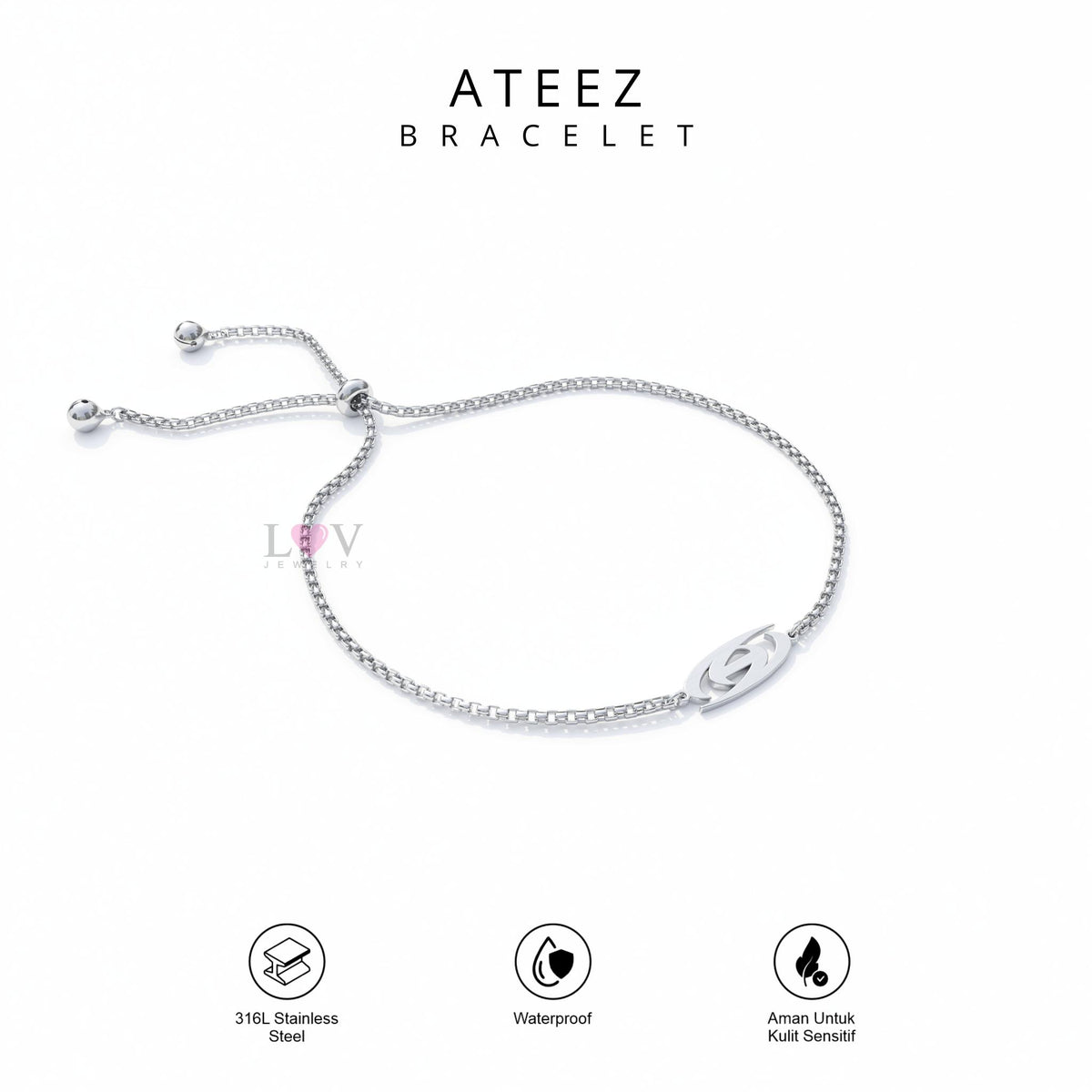 Gelang ATEEZ ATINY Edition Kpop Inspired Bracelet Aksesoris Stainless Steel Anti Karat Korean Style Unisex - Ateez Bracelet