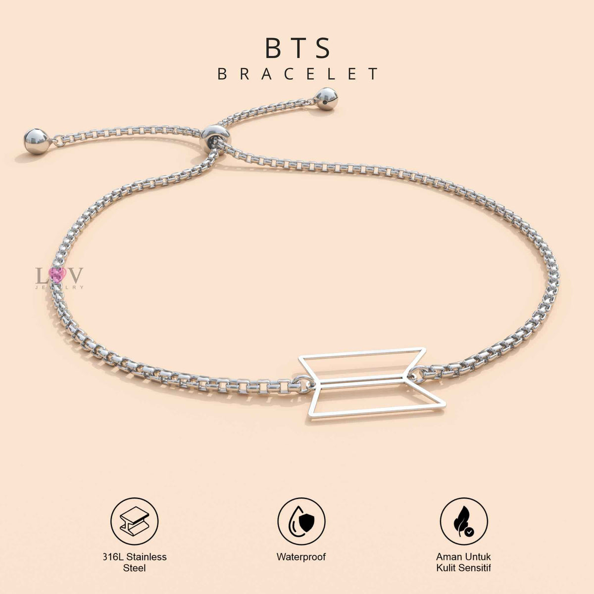 Gelang BTS Borahae ARMY OT7 Adjustable Aksesoris Kado Bias Kpop Korea Bangtan - BTS Bracelet