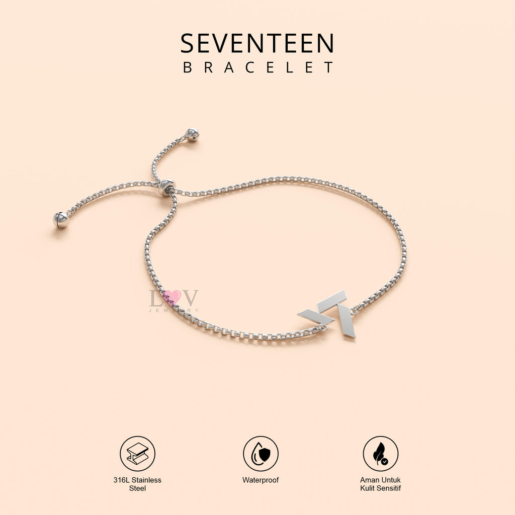 Gelang Seventeen Serut Stainless 316 Custom Logo Kpop Aksesoris Bias Carat | Seventeen Bracelet