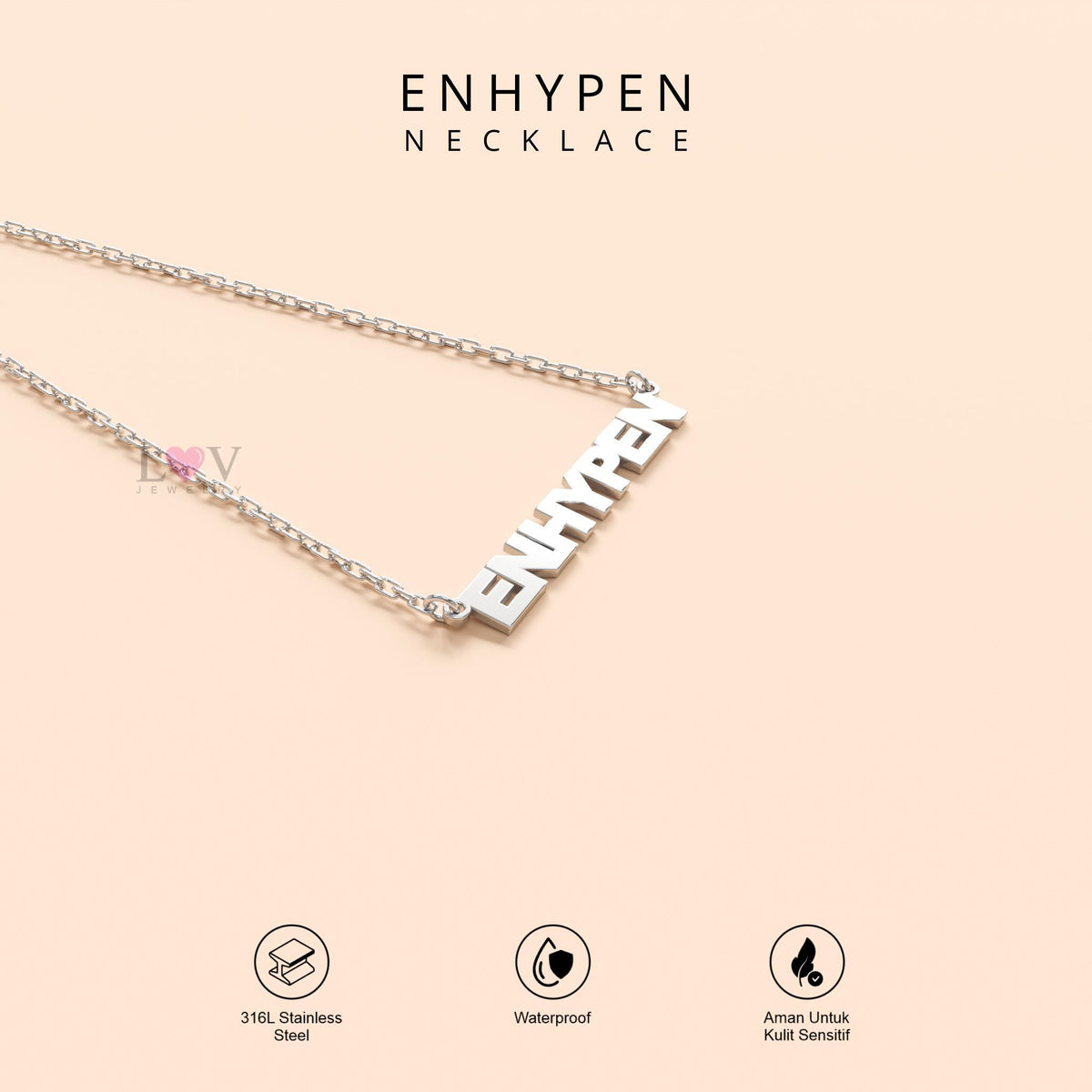 Kalung Enhypen Logo Kpop EN Aksesori Engene Gift Lucu Bias Kpop Vibes Trendy Stainless 316L Anti Karat - Enhypen Necklace