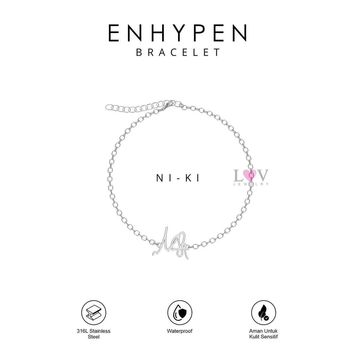 Gelang Tanda Tangan Enhypen Handwriting Signature Aksesoris Gift Engene Heeseung Jay Jake Sunghoon Sunoo Jungwon Niki - Enhypen Bracelet