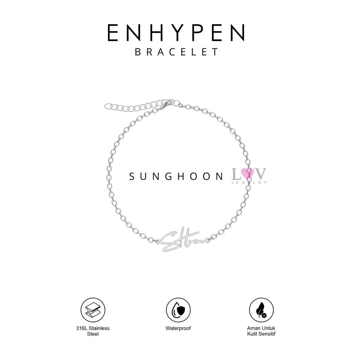 Gelang Tanda Tangan Enhypen Handwriting Signature Aksesoris Gift Engene Heeseung Jay Jake Sunghoon Sunoo Jungwon Niki - Enhypen Bracelet