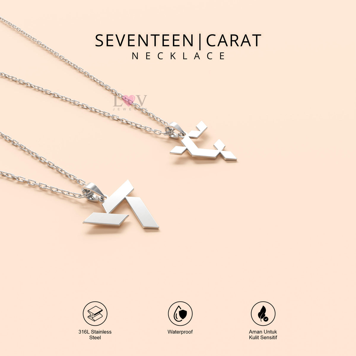 Kalung Logo Seventeen Kpop Carat Stainless Steel Anti Karat Aksesoris Kpopers - Seventeen Necklace