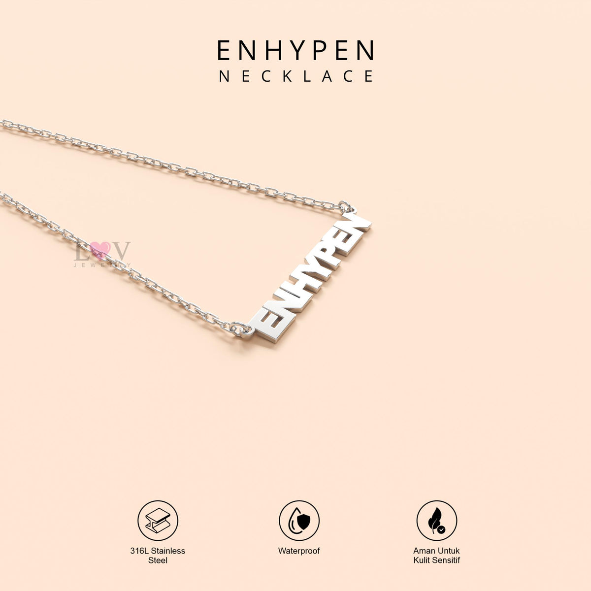 Kalung Enhypen Logo Kpop EN Aksesori Engene Gift Lucu Bias Kpop Vibes Trendy Stainless 316L Anti Karat - Enhypen Necklace