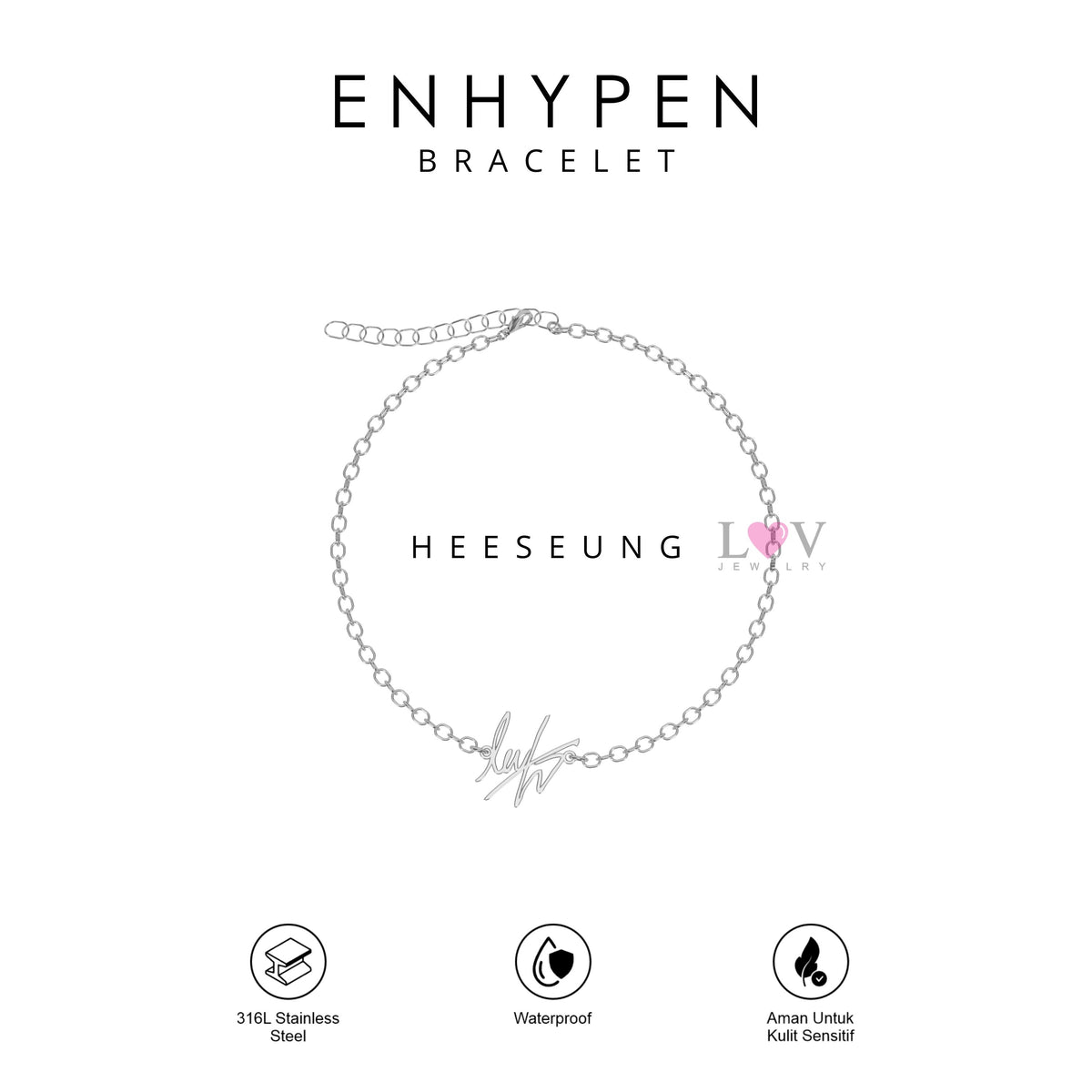 Gelang Tanda Tangan Enhypen Handwriting Signature Aksesoris Gift Engene Heeseung Jay Jake Sunghoon Sunoo Jungwon Niki - Enhypen Bracelet