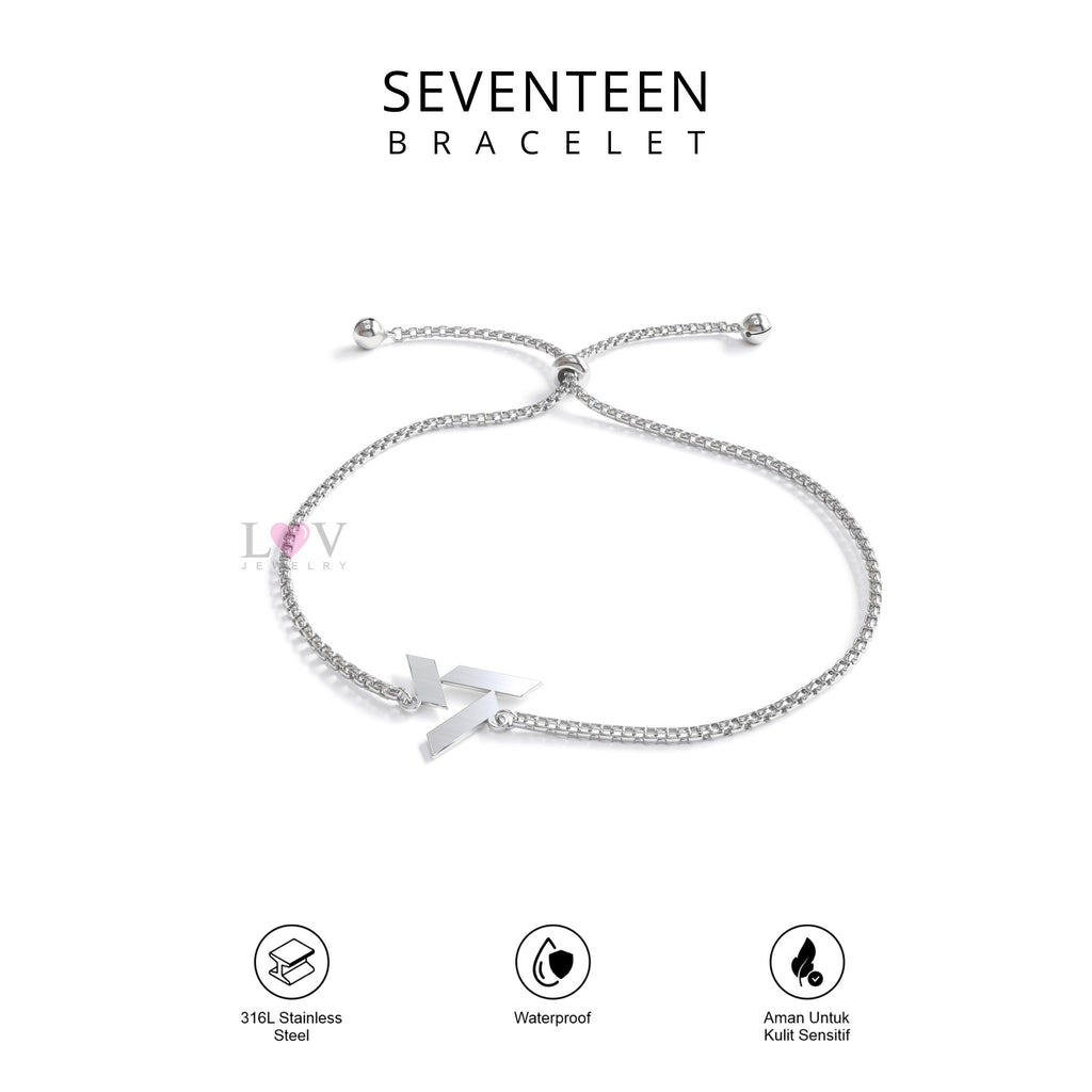 Gelang Seventeen Serut Stainless 316 Custom Logo Kpop Aksesoris Bias Carat | Seventeen Bracelet