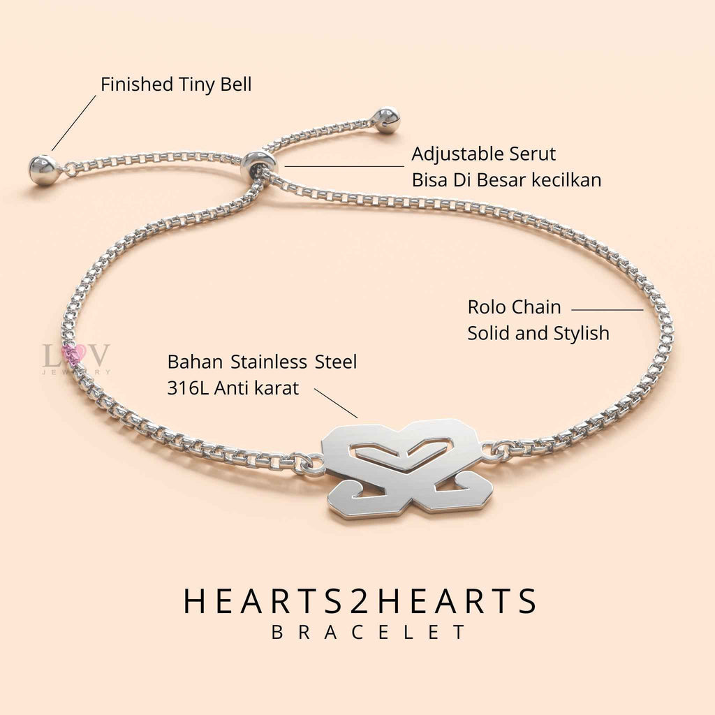 Gelang Hearts2Hearts Hachu Cantik Serut Logo Kpop Korea Anti Karat Adjustable - Hearts2Hearts Bracelet