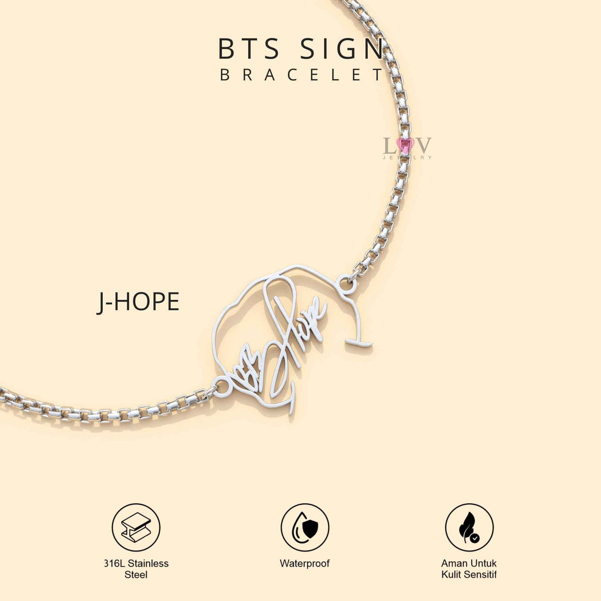 Gelang Tanda Tangan BTS ARMY Bracelet Sign Kado Kpop Korea Bias Jungkook V Jimin - BTS Sign Bracelet