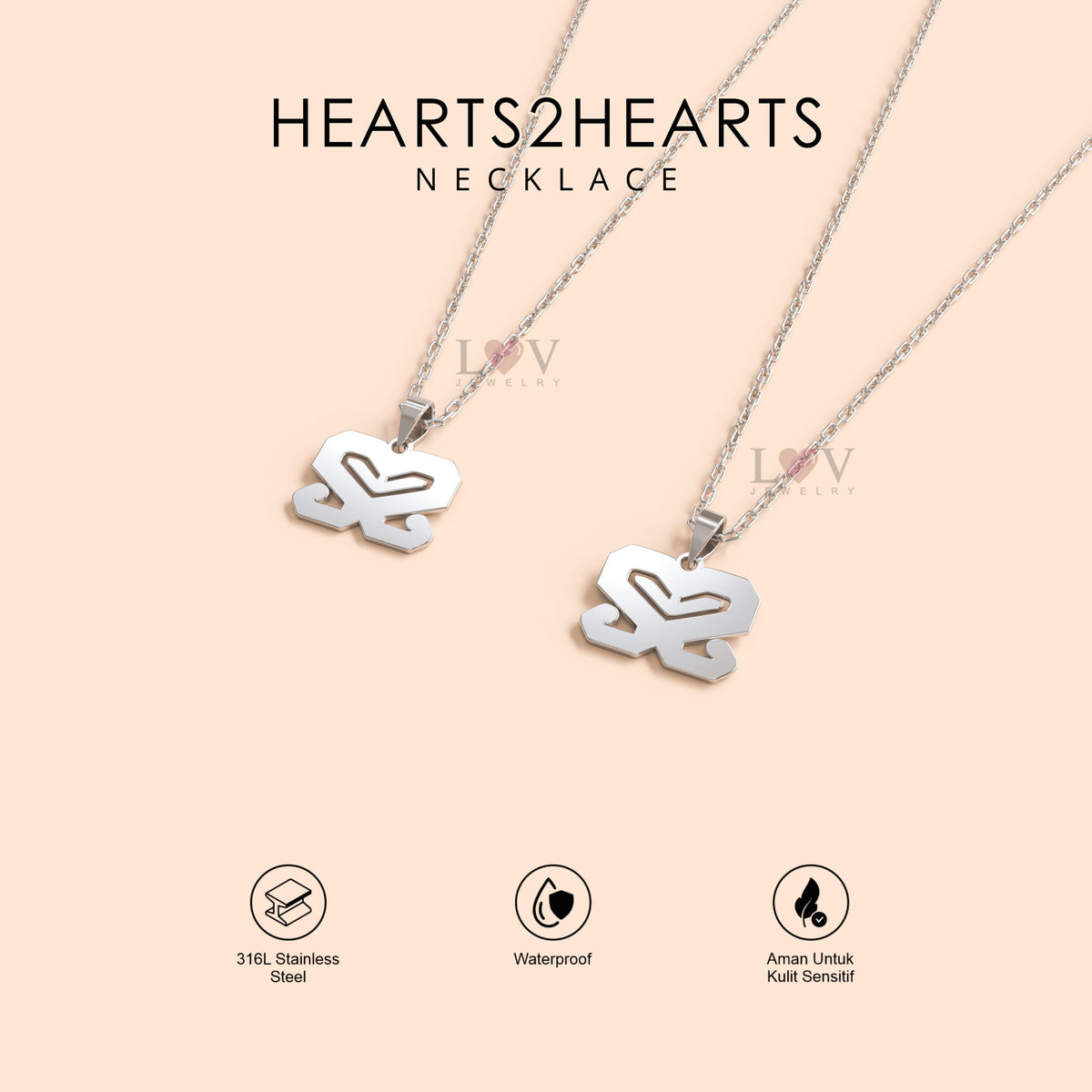 Kalung Hearts2Hearts Hachu Aksesoris Fandom Kpop Stainless Anti Karat - Hearts2Hearts Necklace