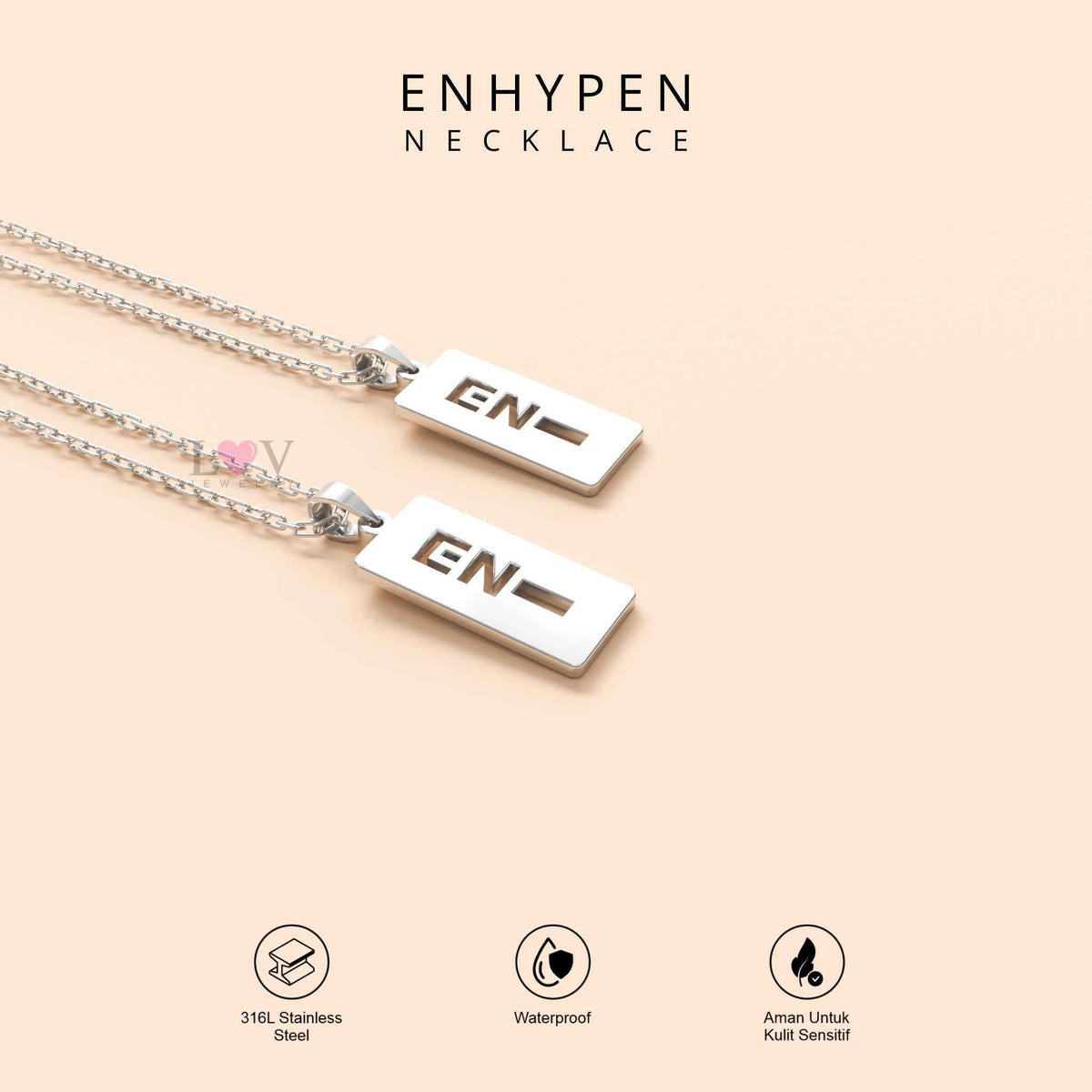 Kalung Enhypen Logo Kpop EN Aksesori Engene Gift Lucu Bias Kpop Vibes Trendy Stainless 316L Anti Karat - Enhypen Necklace