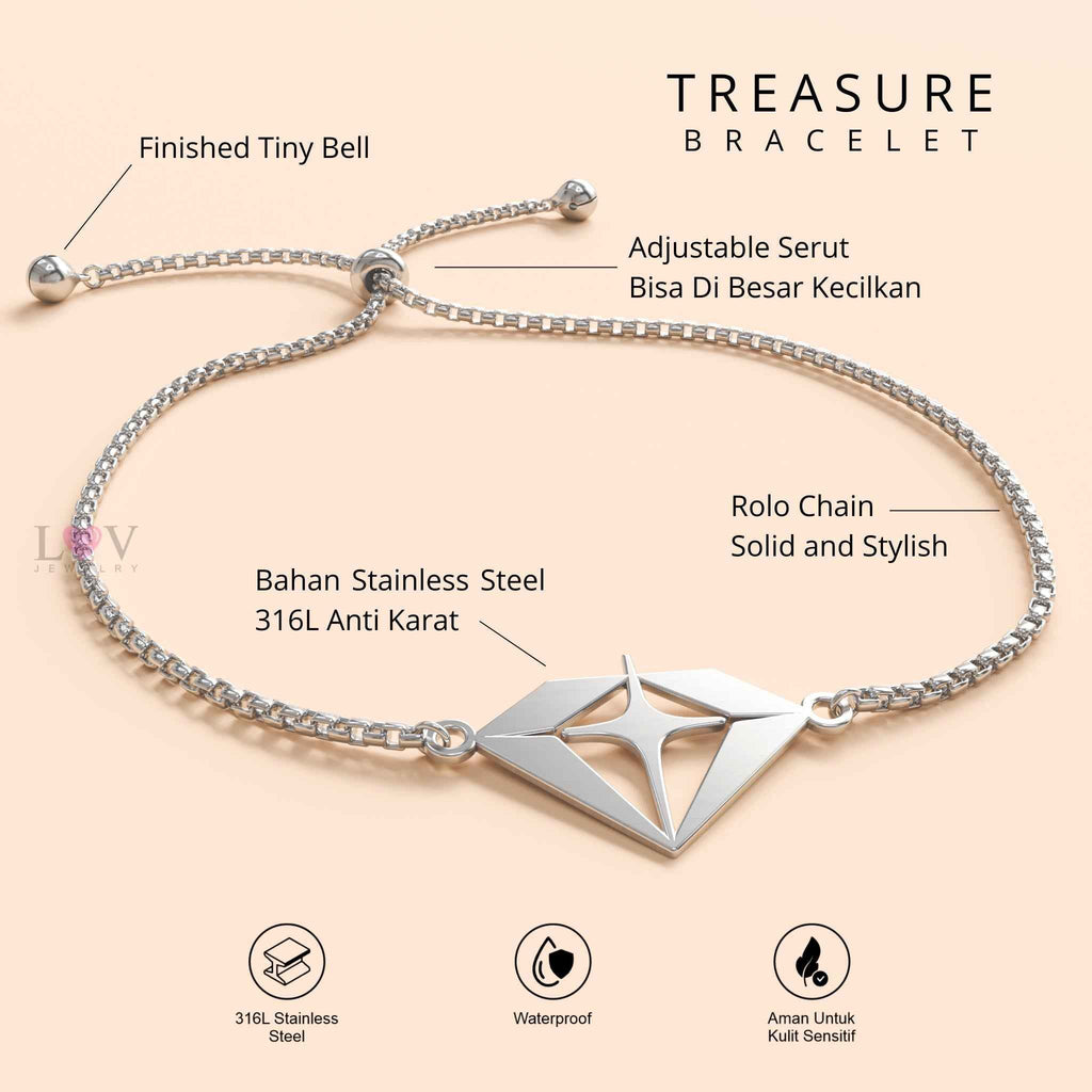 Gelang Treasure Teume Aesthetic Anti Karat Aksesoris Kpop Korea Style Serut Adjustable - Treasure Bracelet